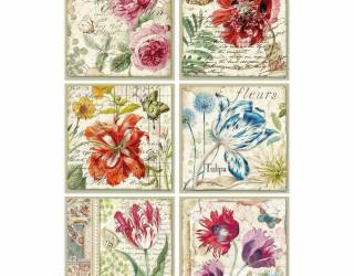 Dekupázs rizspapír A4 csom. - Botanic flower cards