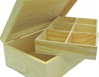 Teafilter tartó, 6 rekeszes (kivehető), 24 x 15 x 8,5 cm