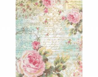 Dekupázs rizspapír A4 csom. - Rózsa és írás