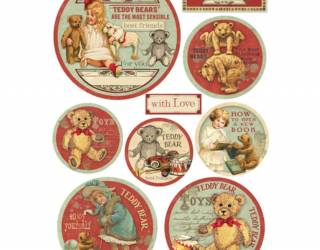 Dekupázs rizspapír A4 csom. - Macis gömbök