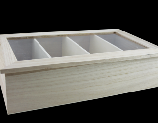 Teafilter tartó, 4 nagy rekesszel, 23 x 20 x 9 cm