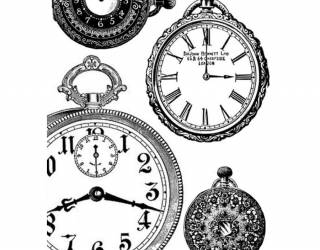 Dekupázs rizspapír A4 Black and white clocks
