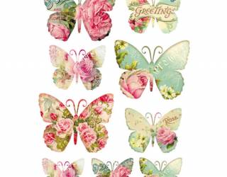 A4 Dekupázs rizspapír Greetings butterfly