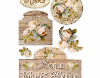 Dekupázs rizspapír A4 - Sweet home rózsával kicsi