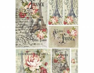 Dekupázs rizspapír A4 - Francia utazás kicsi