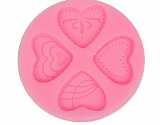 Szilikon nyomóforma, lágy - szivek, 5.9x5.9x0.8