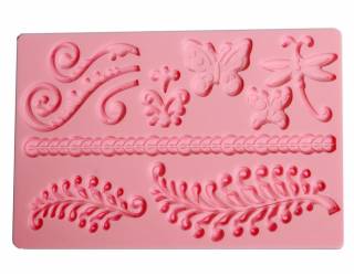 Szilikon nyomóforma - indák & lepkék