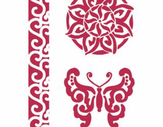 Stencil G méret cm. 21x29,7 Border decoration and butterfly