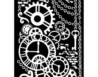 Stencil TD méret 20x25 cm/ 0,5 mm Steampunk