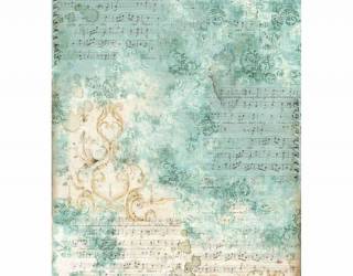 Dekupázs rizspapír A3 csom. - Kotta türkíz háttéren