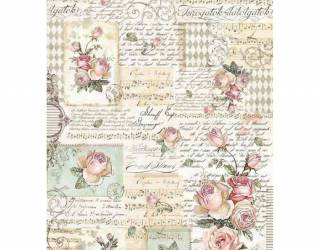 Dekupázs rizspapír A3 csom. - Rózsa és kézírás