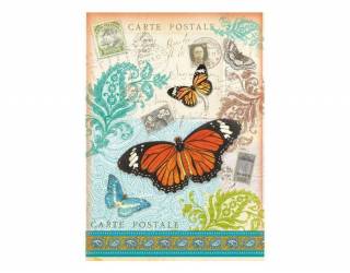 Dekupázs rizspapír A4 - Lepkés képeslap