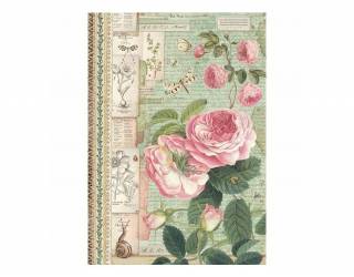 Dekupázs rizspapír A4 csom. - Botanikus angol rózsa csigával