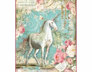 Dekupázs rizspapír A4 csom. - Csodaország egyszarvú