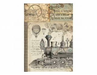 Dekupázs rizspapír A4 csom. - Fantasztikus utazás gőzmozdony