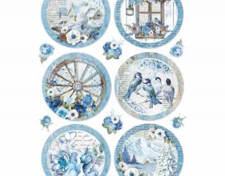 Dekupázs rizspapír A4 csom. - Kék világ gömbök