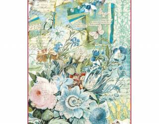 Dekupázs rizspapír A4 csom. - Kék virágcsokor