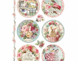 Dekupázs rizspapír A4 csom. - Pink karácsonyi gömbök