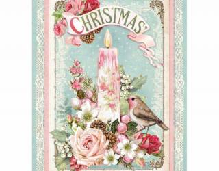 Dekupázs rizspapír A4 csom. - Pink karácsonyi gyertyák