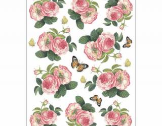 Dekupázs rizspapír A4 csom. - Rózsák és pillangók