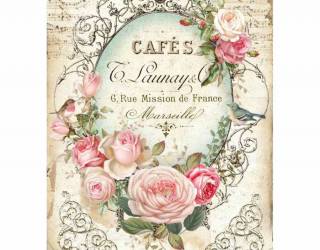 Dekupázs rizspapír A4 csom. - Rózsás kártya