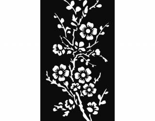 Stencil TD méret 12x25 cm/ 0,5 mm - Barackvirágok