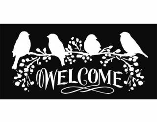 Stencil TD méret 12x25 cm/ 0,5 mm - Welcome madárkák