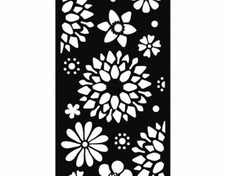Stencil TD méret 12x25 cm/ 0,5 mm - Virágos háttér