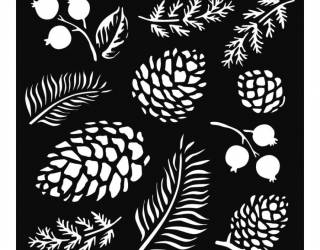 Stencil TD méret 18x18 cm/ 0,5 mm - Botanika