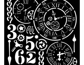 Stencil TD méret 18x18 cm/ 0,5 mm - Órák és számok
