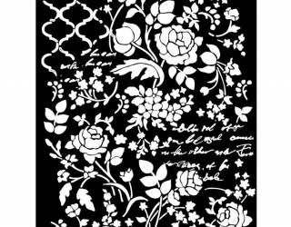 Stencil TD méret 20x25 cm/ 0,5 mm Virágos fantázia