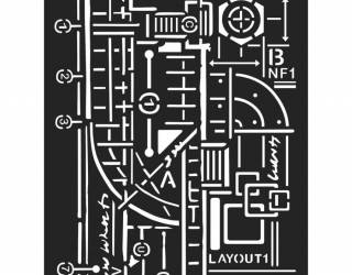 Vastag stencil 15x20 cm - Mixed Media Layout