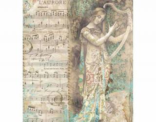 Dekupázs rizspapír A4 csom. - Hölgy lanttal