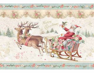 Dekupázs rizspapír A4 csom. - Pink karácsonyi Télapó szánon