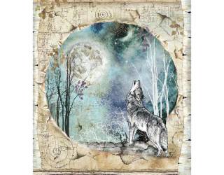 Dekupázs rizspapír A4 csom. - Kozmosz farkas teliholddal